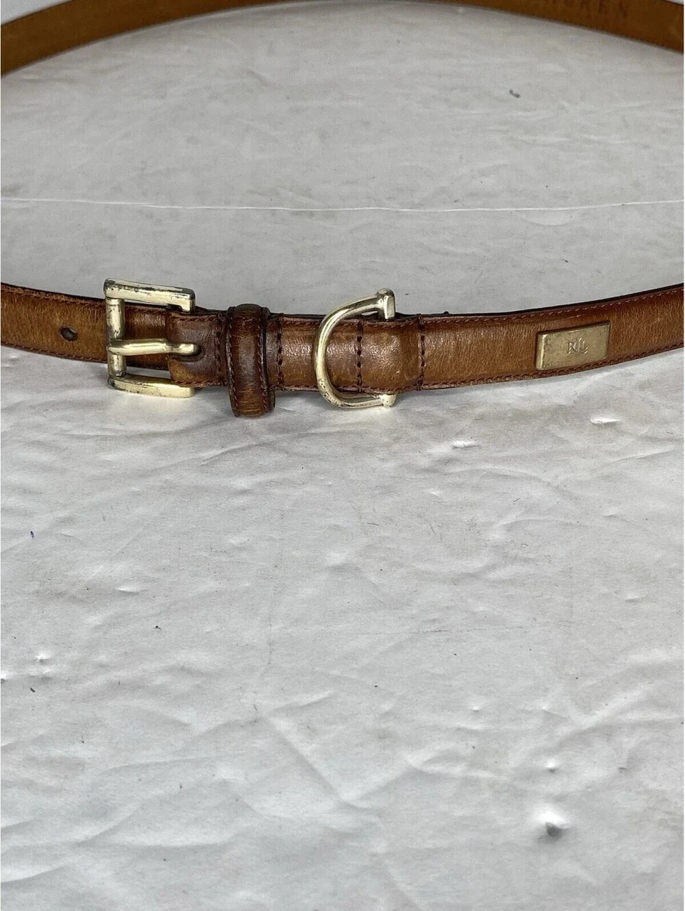 LAUREN Ralph Lauren Leather Belt Featuring A Stirrup-Inspired Design Size XL
